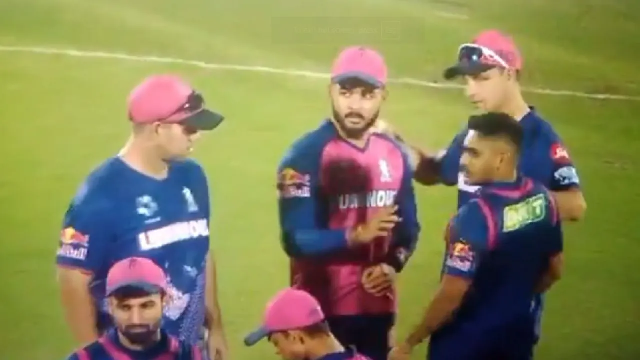 Watch Riyan Parag fight with Tushar Deshpande.webp